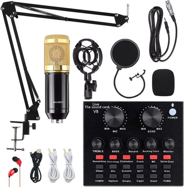 کیت کامل صدابرداری (میکروفون و کارت صدا، کندانسر) مدل BM-800