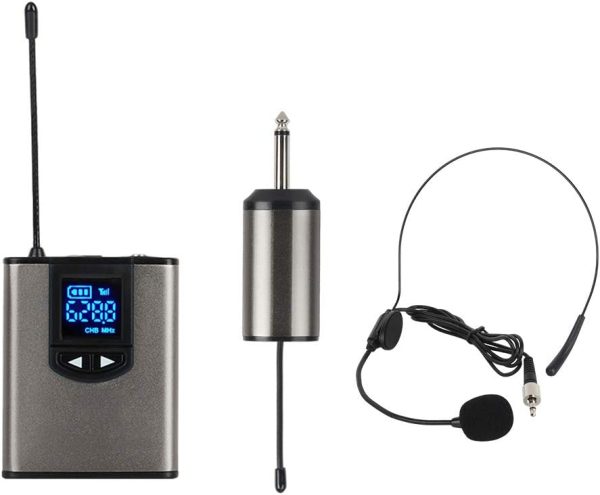 سیستم بی سیم Uhf با میکروفون هدست - فرستنده بادی پک و گیرنده شارژی کوچک
