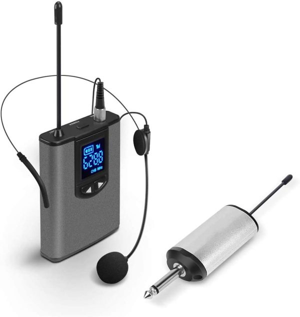 سیستم بی سیم Uhf با میکروفون هدست - فرستنده بادی پک و گیرنده شارژی کوچک