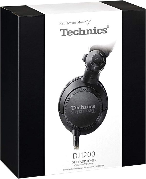 هدفون DJ حرفه ای Technics با درایورهای سیم پیچ صوتی CCAW 40 میلی متری، محفظه چرخشی 270 درجه و سیم قابل جدا شدن قفل. ورودی بالا سبک و تاشو - EAH-DJ1200 (مشکی)