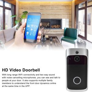 دوربین زنگ ویدیویی WiFi Dilwe V5، دوربین زنگ درب بی‌سیم 720P HD 2.4G ساخته شده با میکروفون، زنگ درب تشخیص حرکت PIR دید در شب ضد آب IP65 برای خانه/آپارتمان/گوشی هوشمند